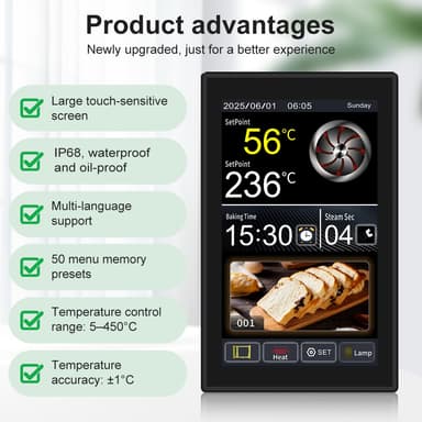 Hot Selling MEIKONG Digital Large Touch-sensitive Screen Oven Control Panel Waterproof Thermometer Oven Kitchen Equipment thumbnail 6