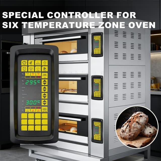 Waterproof Oil Proof PET Film Control Panel 6 Zone Temperature Controller for Deck Oven Kitchen Equipment Commercial Bakery