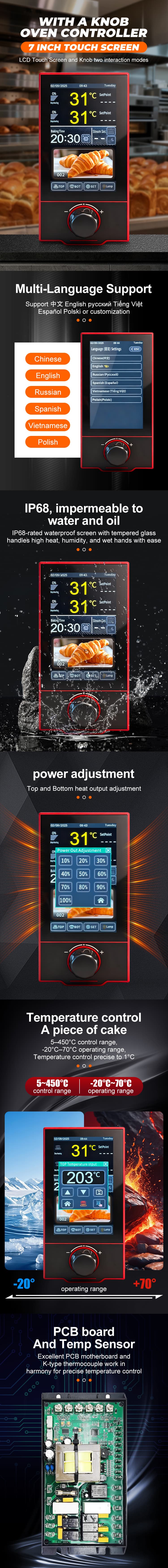 Hot Sale 7-Inch Touch Screen Plastic OEM/ODM IP68 Rated 1C Accuracy Shuttle Thermostat Oven Temperature Controller MK5L29 detail 7